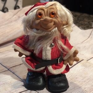 Santa Troll Doll with Red Outfit Unmarked Vintage